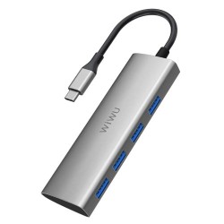 WiWU Alpha A440 4-in-1 USB Type-C Hub Gray