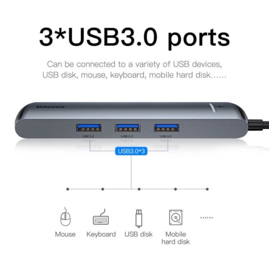 Baseus CAHUB-J0G 6-in-1 Smart HUB Docking Station