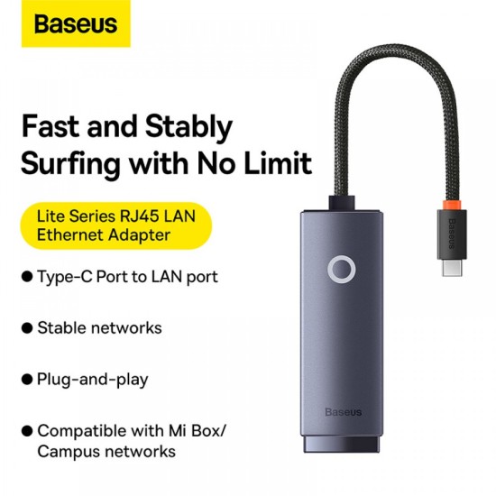 Baseus Hub Lite Series Ethernet Adapter USB to RJ45 LAN Port 1000Mbps WKQX000113