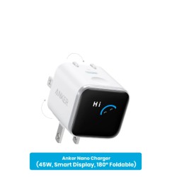 Anker Nano Charger 45W, Smart Display, 180° Foldable