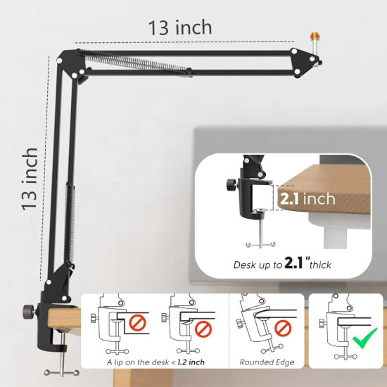 FIFINE CS1 Scissor Boom Arm Stand with 3/8" Thread Size and 5/8" Adapter for All Standard Mics, Mic Mounts, Shock Mounts FIFINE CS1 Scissor Boom Arm Stand with 3/8" Thread Size and 5/8" Adapter for All Standard Mics, Mic Mounts, Shock Mounts