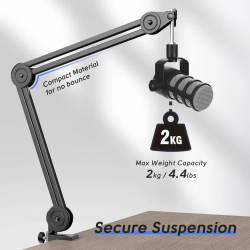 FIFINE BM63 Boom Arm Stand with 15.5 Arms, Build-in Springs, Handling Max 2 Kilograms of Weight for All Standard Mics, Mounts