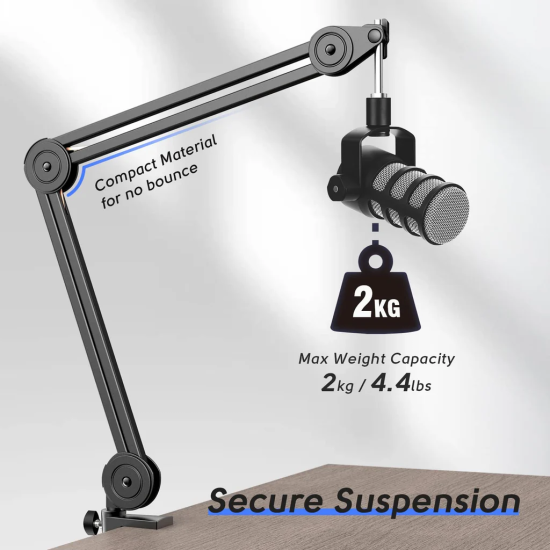 FIFINE BM63 Boom Arm Stand with 15.5 Arms, Build-in Springs, Handling Max 2 Kilograms of Weight for All Standard Mics, Mounts FIFINE BM63 Boom Arm Stand with 15.5 Arms, Build-in Springs, Handling Max 2 Kilograms of Weight for All Standard Mics, Mounts