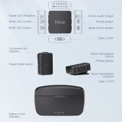 Fifine M9 Dual Wireless Microphone System combo edition ( IOS, TYPE C , CAMERA)