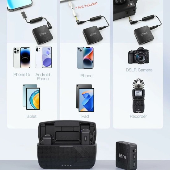 Fifine M9 Dual Wireless Microphone System combo edition ( IOS, TYPE C , CAMERA) Fifine M9 Dual Wireless Microphone System combo edition ( IOS, TYPE C , CAMERA)
