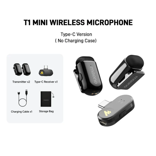 Maono WAVE T1 MINI Wireless Microphone Combo Edition ( Type C ) Maono WAVE T1 MINI Wireless Microphone Combo Edition ( Type C )