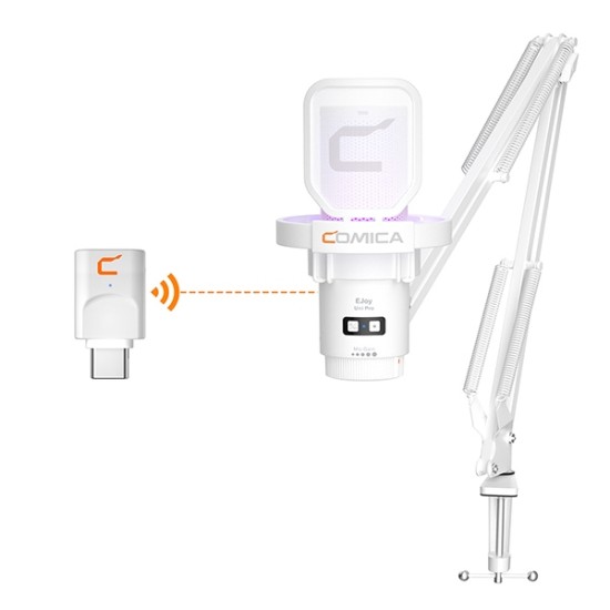 Comica EJoy Uni Studio Microphone with RGB Light | 48kHz/24-bit Recording | USB-C Sound Card