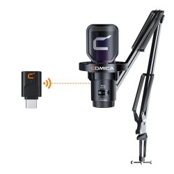 Comica EJoy Uni Studio Microphone with RGB Light | 48kHz/24-bit Recording | USB-C Sound Card