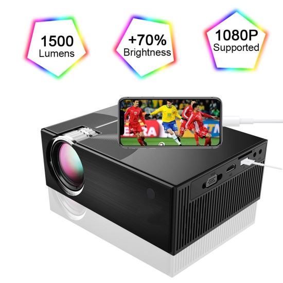 Cheerlux C7 LCD 1500 Lumens Home Theater Mini Projector with WIFI