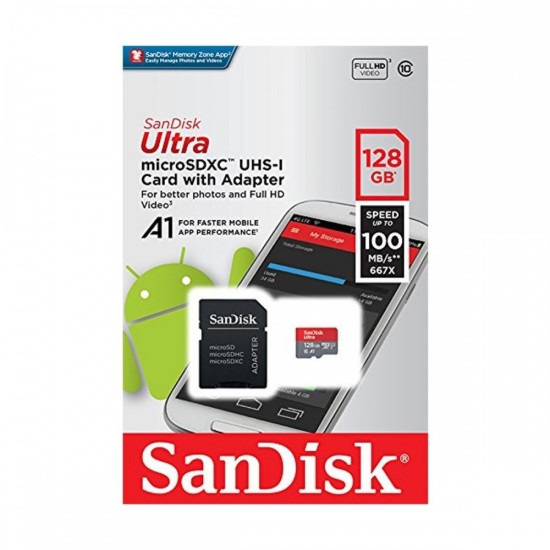Sandisk 128GB Ultra Micro SDXC UHS-1 A1 Memory Card  with Adapter