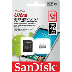 Sandisk 64GB Ultra Micro SDXC UHS-1 A1 Memory Card with Adapter