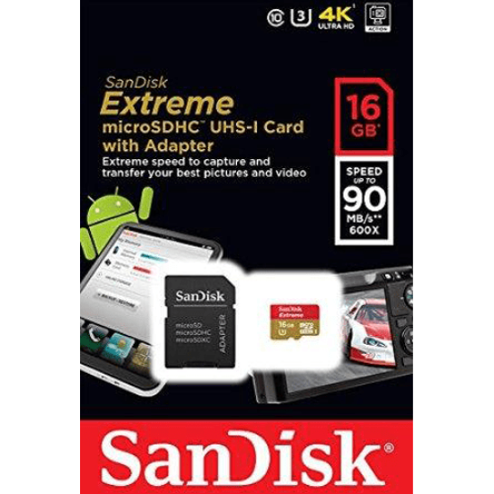 SanDisk Extreme 16GB UHS-I/U3 Micro SDHC Memory Card