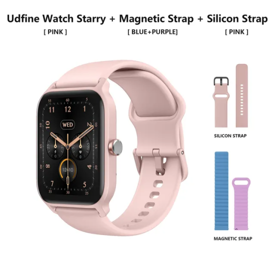 Udfine Watch Starry 1.8”  HD Display Bluetooth Call Smartwatch Double Straps