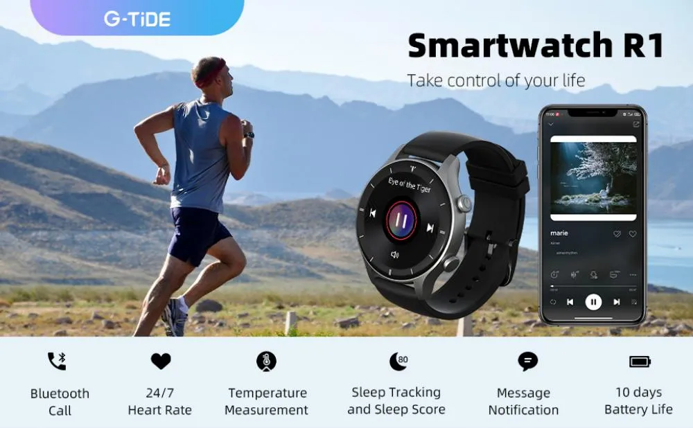 G-TiDE R1 Goldman Calling Smart Watch fitness programs
