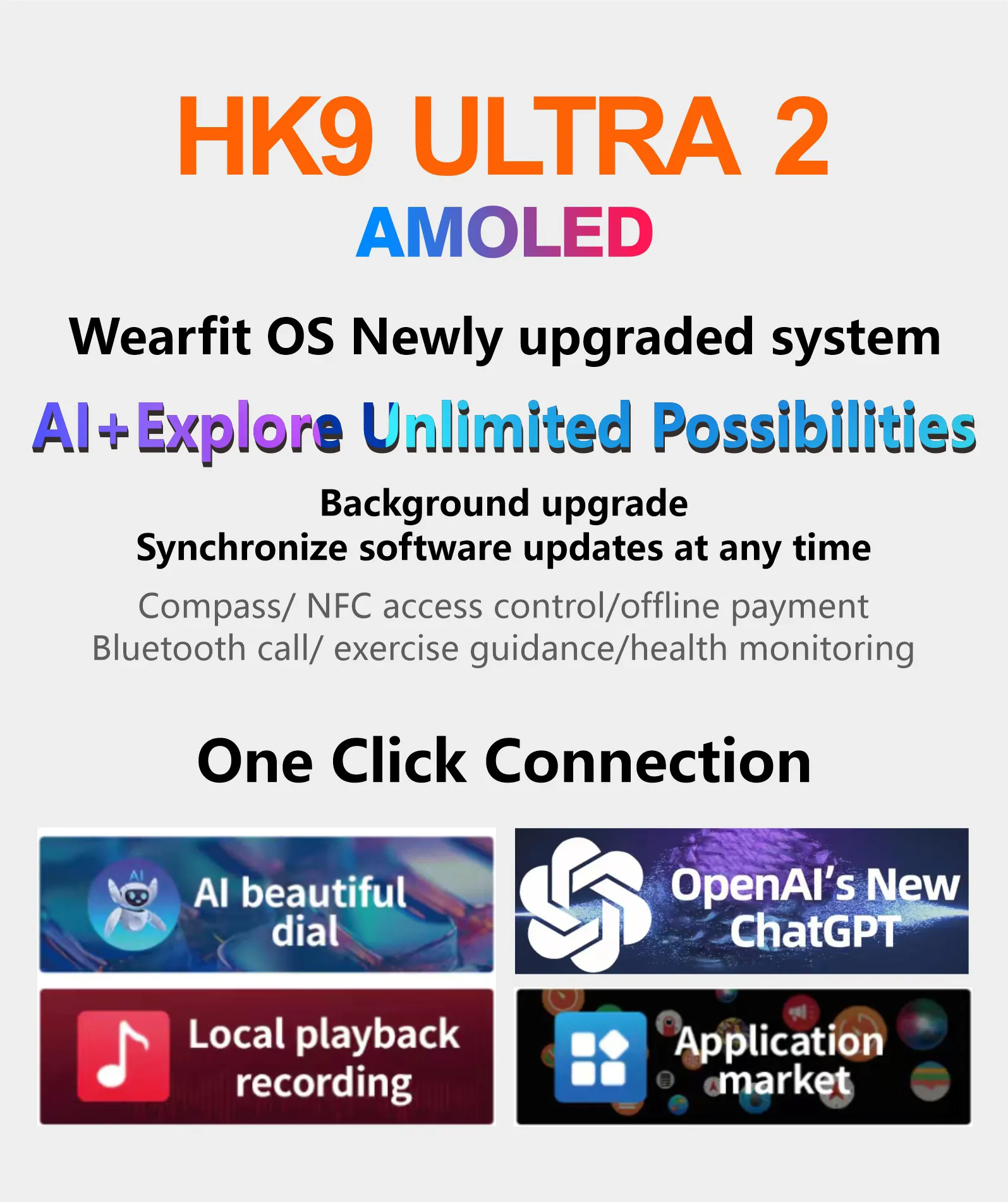 HK9 Ultra 2 AMOLED Smart Watch with AI ChatGPT (Version 2) : Gadget Hub
